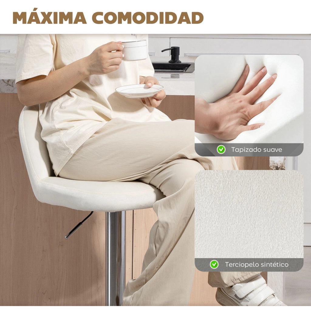 Sgabelli da Bar ¨C zephmum ¨C Altura Regolabile 43x45x81-101 cm Crema