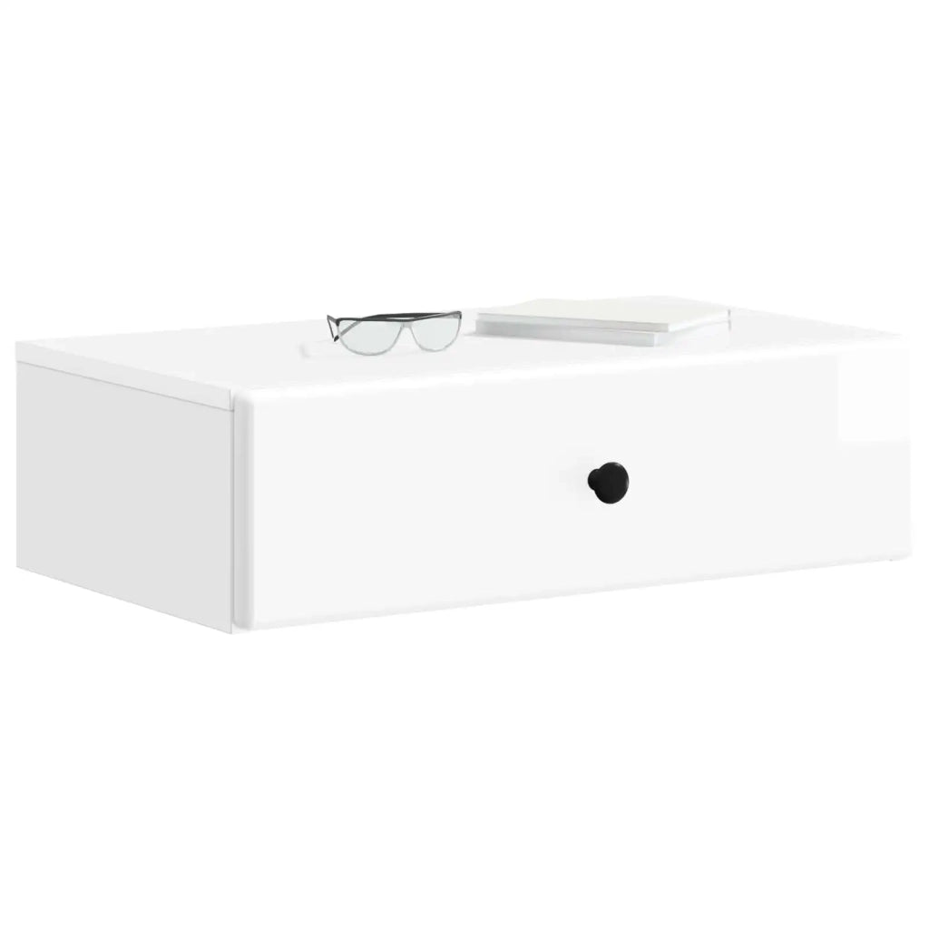 Tavolino da Parete Laterale Bianco Lucido 59 x 34,5 x 17 cm 899169