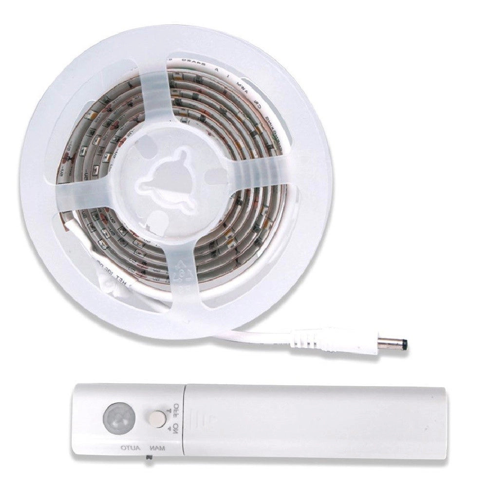 Trade Shop - Striscia Led Con Sensore Di Movimento Luce Bianca 6000k 1mt Armadi Letto -