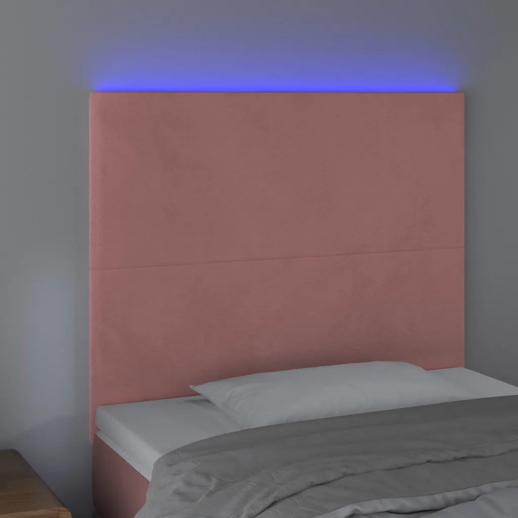 Testiera a LED Rosa 80x5x118/128 cm in Velluto 3122179