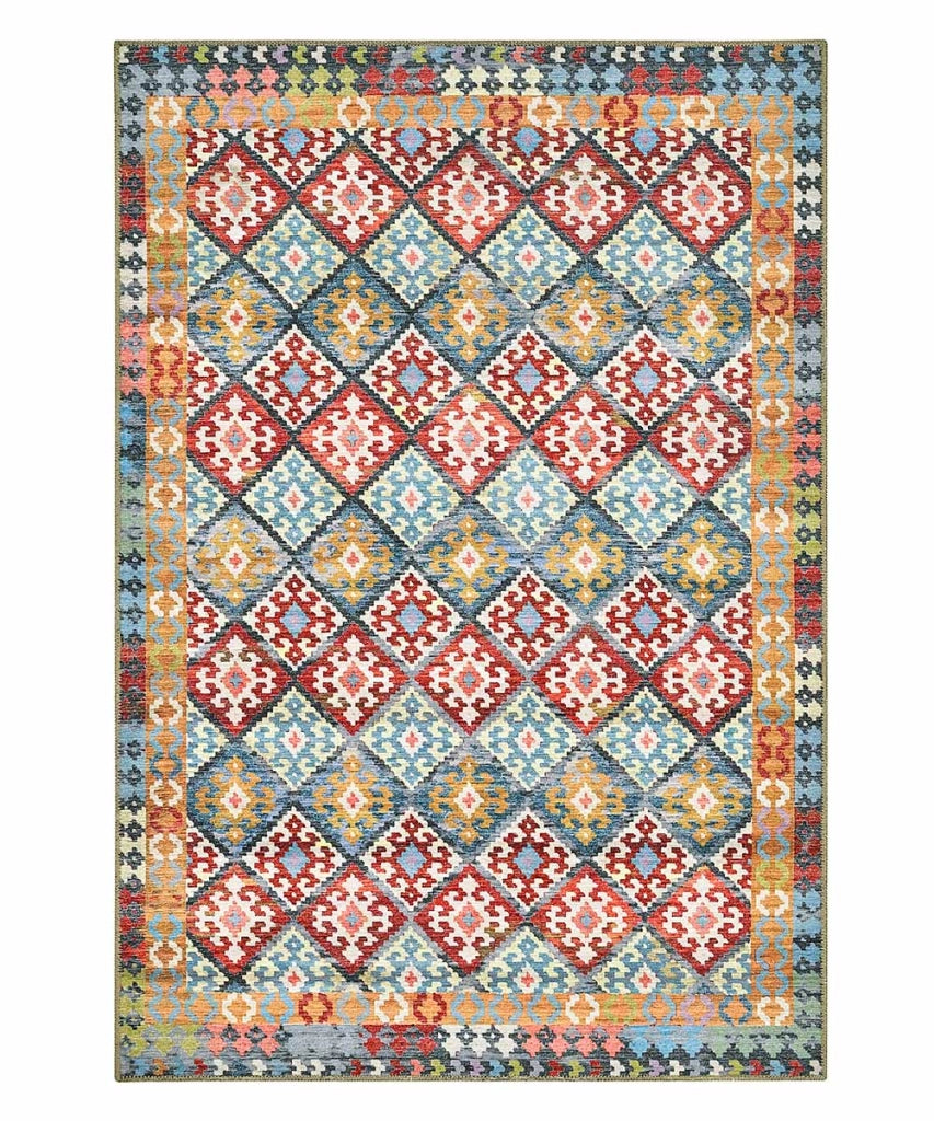 Tappeto arredo casa ANATOLIA KILIM 07 cm.115x175 riproduzione disegno persiano classico in stile vintage. Tappeto lavabile e antiscivolo per ingresso, soggiorno, camera da letto.