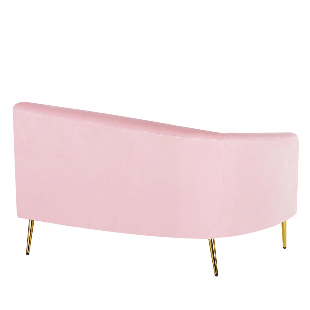 Divano 4 posti in velluto rosa seduta posteriore gambe in metallo dorato retro