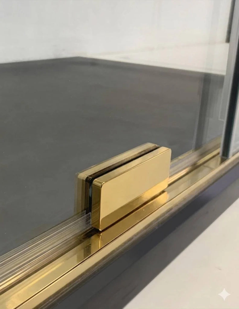 Box doccia CIRENE (KENNA) 1+1 con lato fisso laterale 120x90 cm Oro Barra Perpendicolare