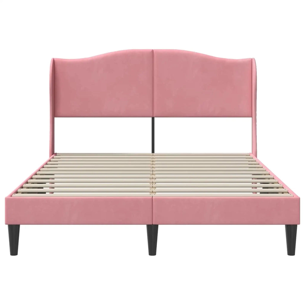 Struttura del letto con testiera Rosa 160 x 200 cm Velluto 42027932