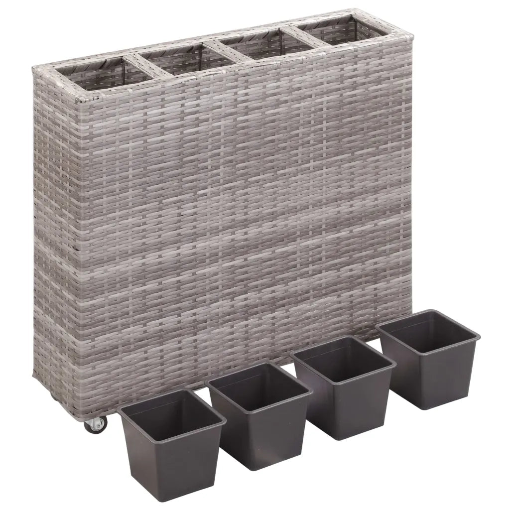 Letto Rialzato con 4 Vasi 80x22x79 cm in Polyrattan Grigio 46949