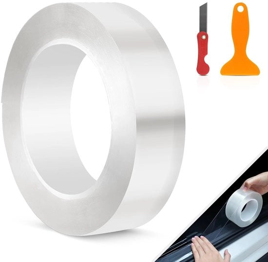 Foglia di protezione per la decorazione 3 cm x 10 m - Foglia protettiva trasparente - Foglia di copertura autoadesiva - Protezione angolare - Prevenzione dell'usura - Flessibile e spessa