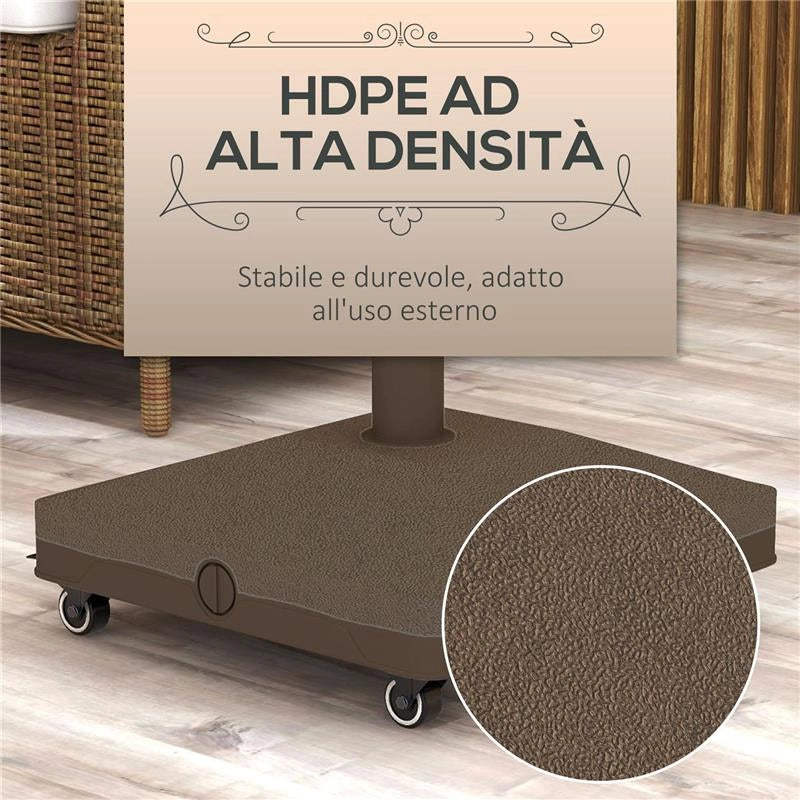 BASE PER OMBRELLONE CON RUOTE RIEMPIBILE FINO A 20 KG PER PALI DA Ï22-38 MM 45X45X39 CM MARRONE