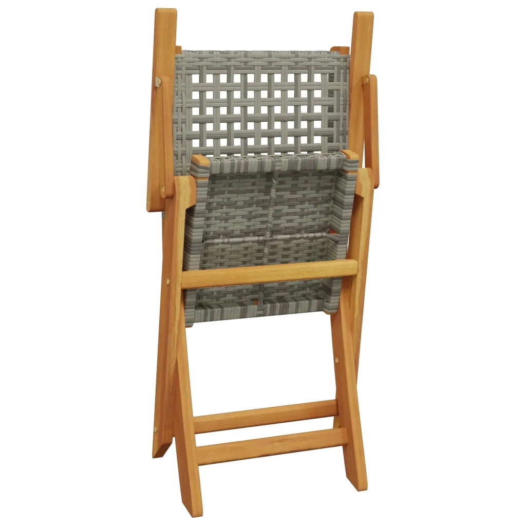 Set da Bistrot 3 pz Grigio in Polyrattan e Legno Massello 3281851