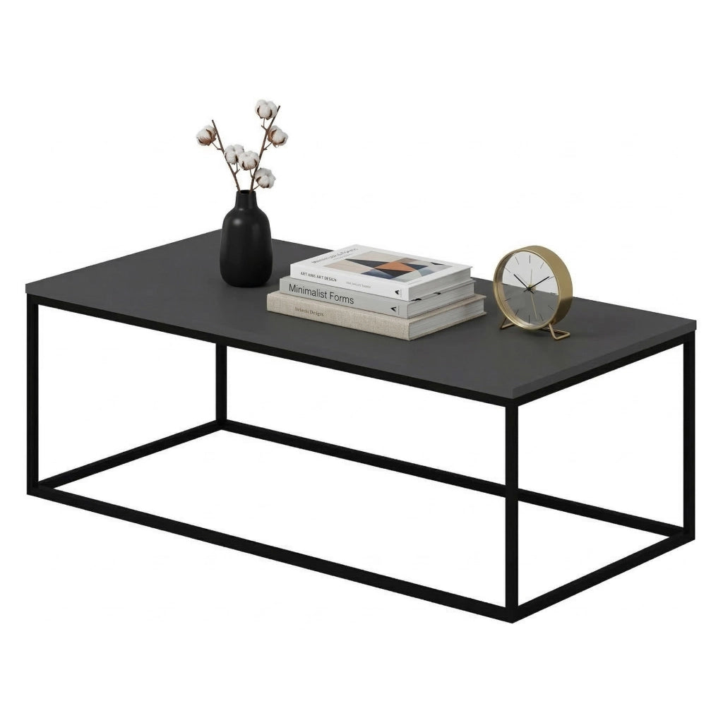 Arcella, Tavolino da Salotto Forma Rettangolare, 120x60x42h cm Nero Antracite