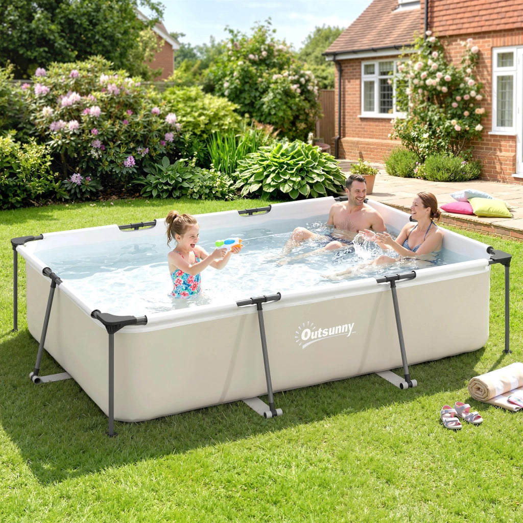 Piscina Desmontable Tubular 316x238x66,5 cm 3700 L ¨C zephmum ¨C Grigio con Marco Met¨¢lico