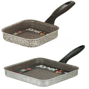 Trade Shop - Bistecchiera Quadrata In Alluminio Antiaderente Antigraffio Da 14,5/23,5 Cm Con Manico -