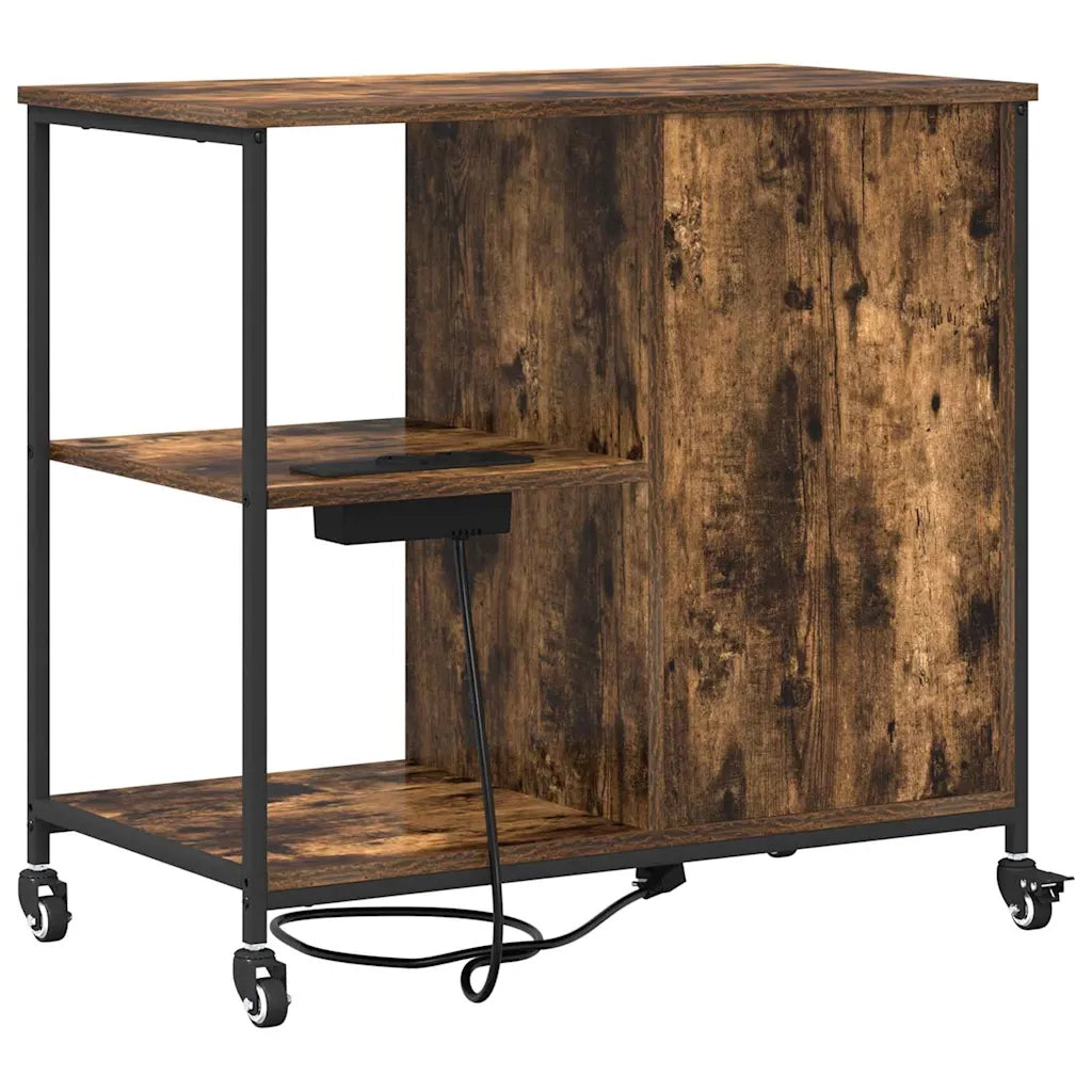 vidaXL Mobile per Ufficio con ruota Rovere fumo 76 x 41 x 72 cm
