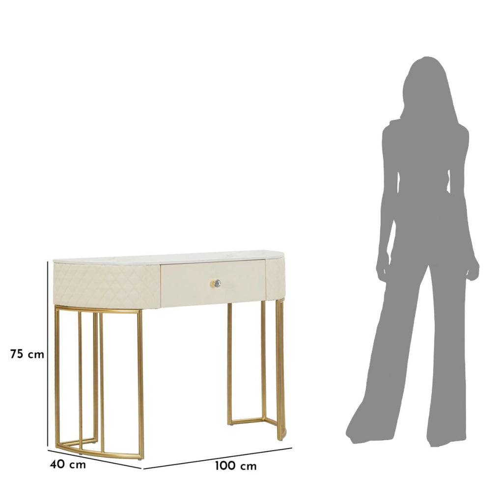 Tavolo Consolle VKH607, Bianco, Legno, 100x40x75 cm