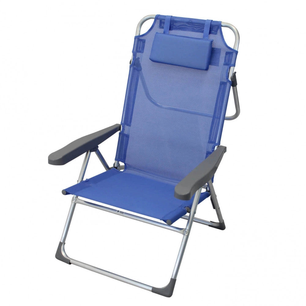 Spiaggina Bibione Alta con Cuscino 67x65x99 h cm in Textilene Azzurro