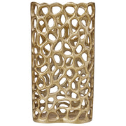 Vaso da tavolo decorativo in metallo dorato forma stretta design traforato accessorio per la casa
