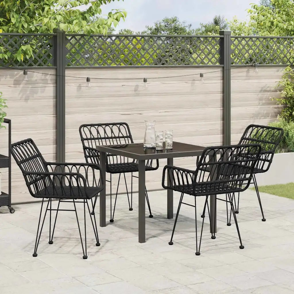 Set da Pranzo per Giardino 5 pcs Nero