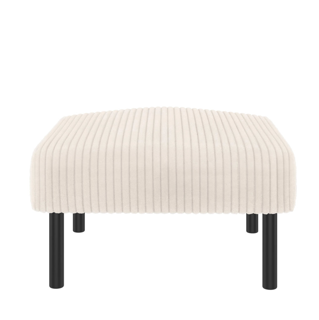 Pouf beige in velluto a coste con struttura in metallo