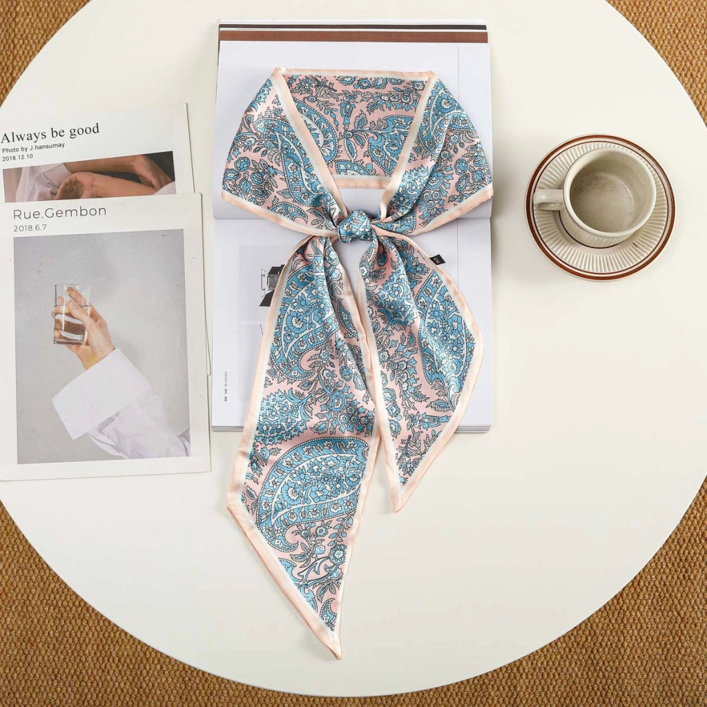 Nuova fascia per capelli alla moda con decorazioni in seta, piccola sciarpa, elastico per capelli, foulard, cintura