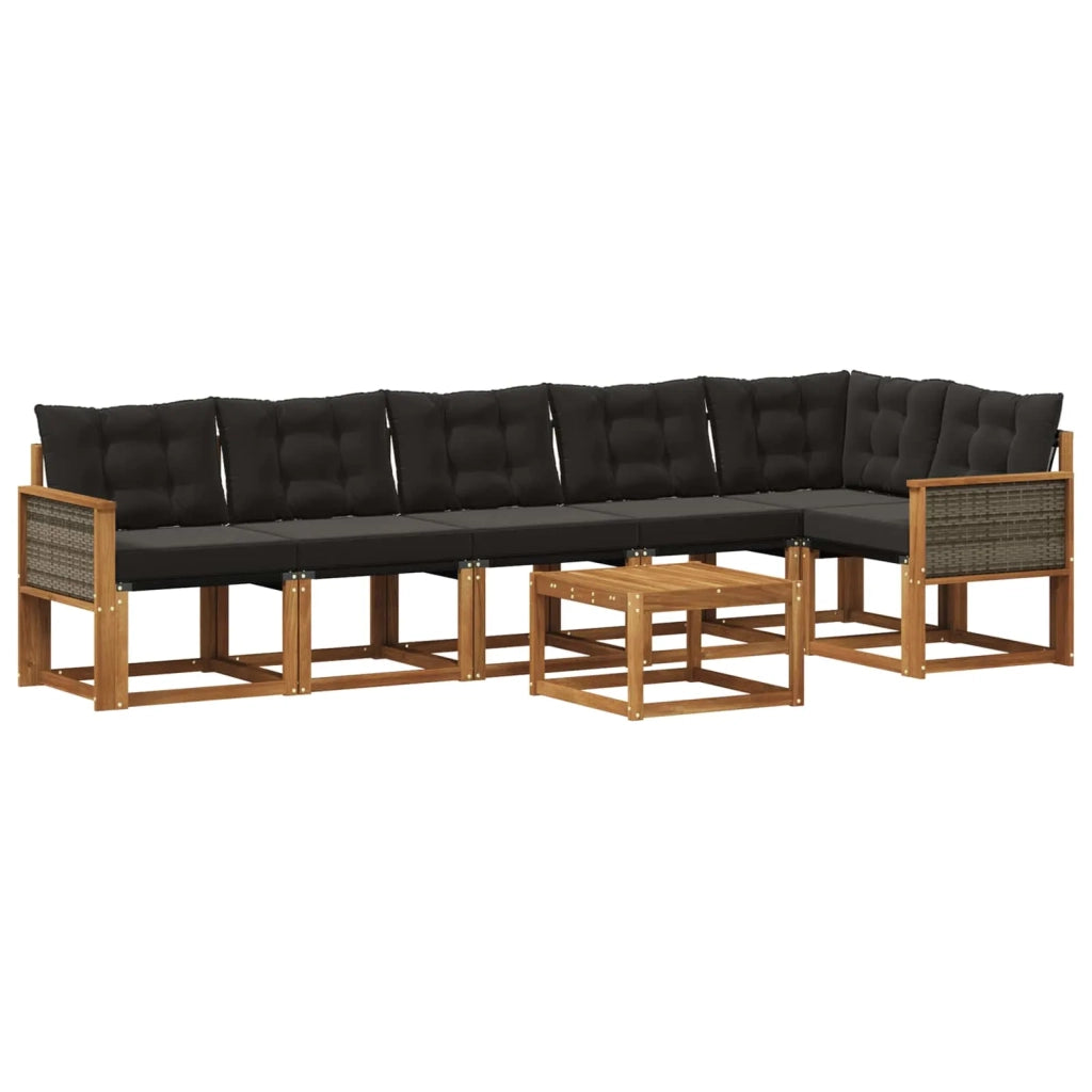Set di divani da esterno 7 pz Naturale e Nero 3381996