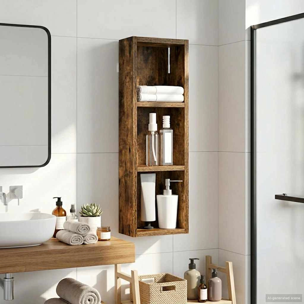 Armadio da bagno a muro Quercia Affumicata 20 x 10 x 60,5 cm 889291