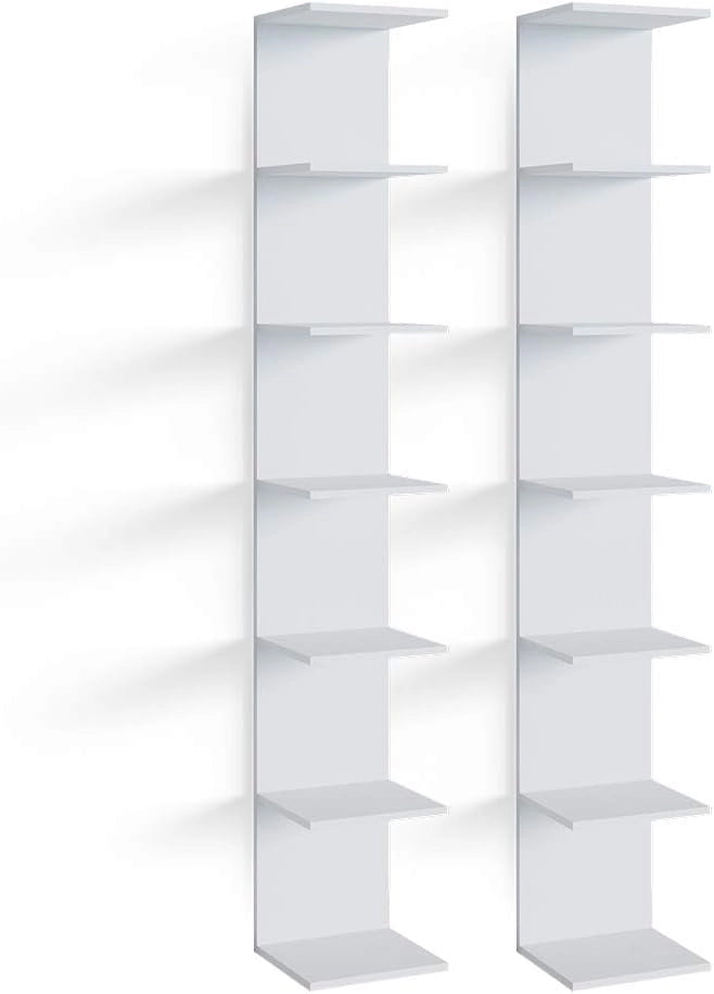 Scaffale a muro Paolo, Bianco, 28 x 190 cm Set di 2, da parete per libri, decorazioni o oggetti di stoccaggio