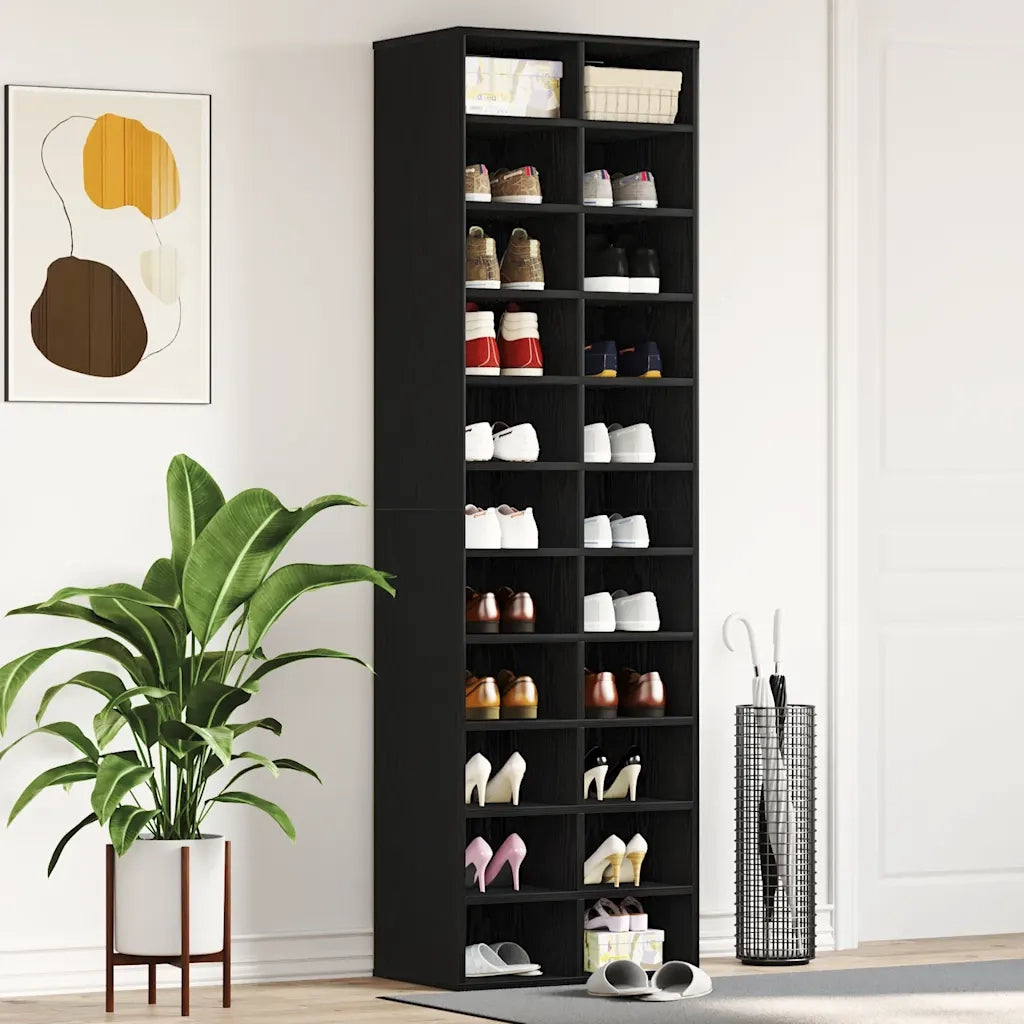 Scarpiera Rovere Nero 54x34x183 cm in Legno Multistrato