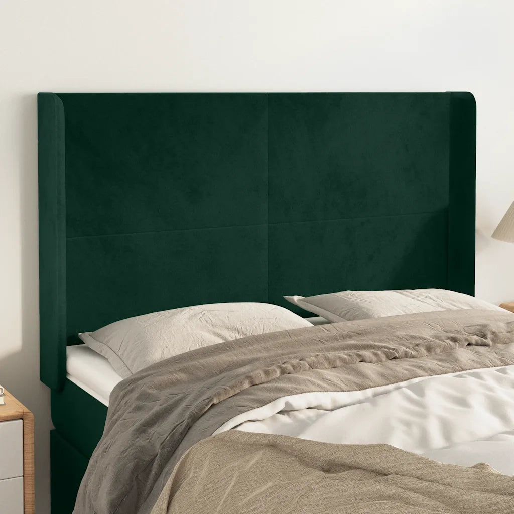 Testiera ad Orecchio Verde Scuro 147x23x118/128cm in Velluto 3119351