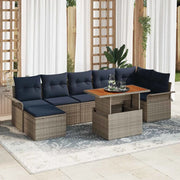 Set Divano da Giardino 8 pcs Grigio Poly Rattan
