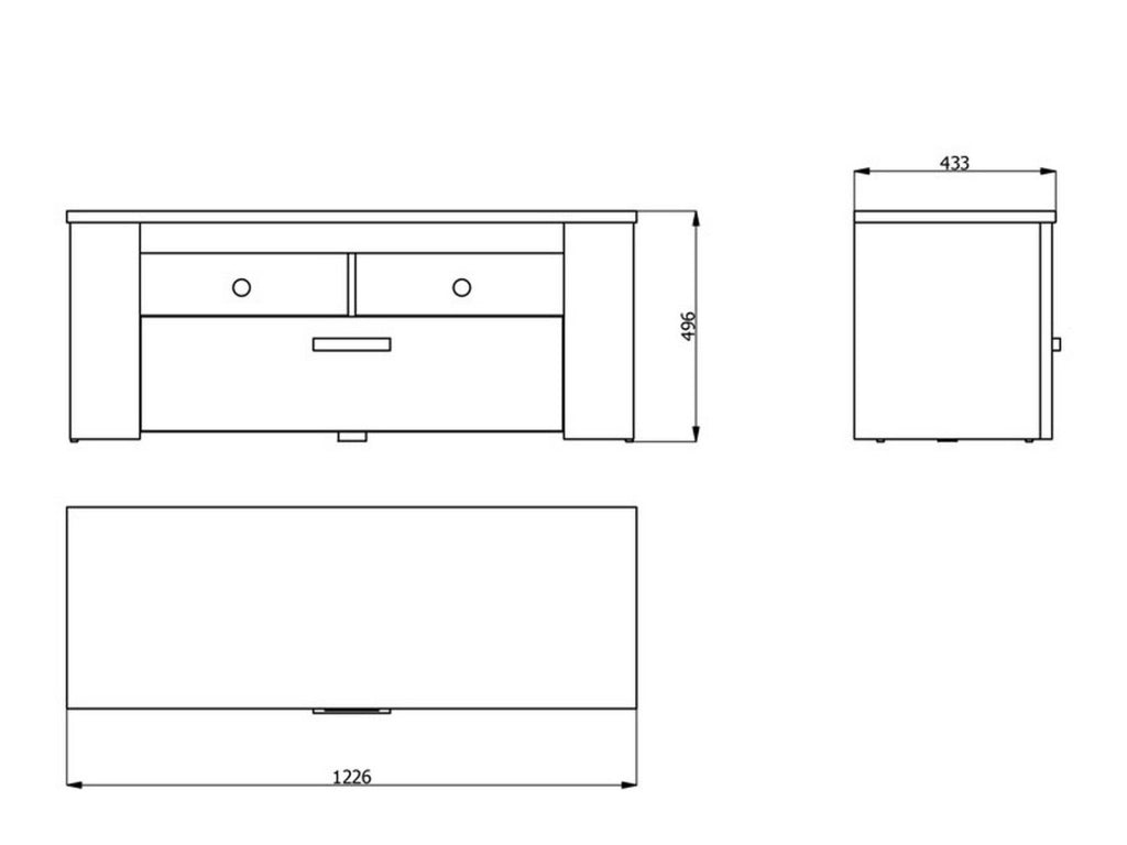 Castalda, Mobile Porta tv 3 Ripiani, 122.5x43.5x49.5h cm Bianco Larice