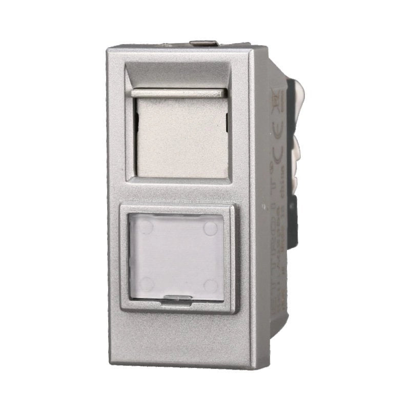 Connettore Rete Presa Dati RJ45 CAT6 Colore Grigio Compatibile Con Bticino Axolute