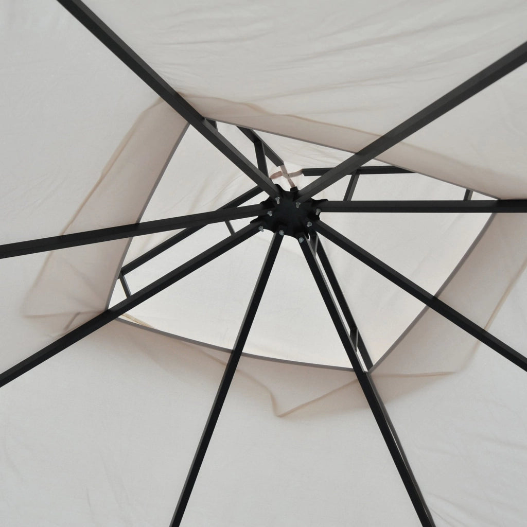 Gazebo da Giardino 3x3 m con Doppio Tettuccio in Metallo e Poliestere Beige