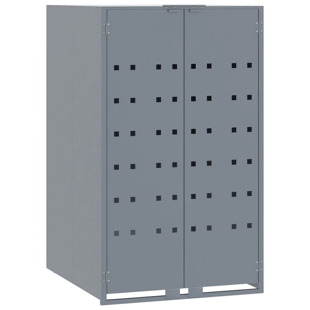 Copribidone con Ruote per 2 Bidoni Grigio 138x79x117cm Acciaio 3279987