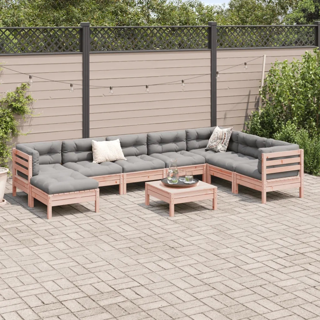 Set Divani Giardino 9 pz Cuscini Legno Massello Abete Douglas