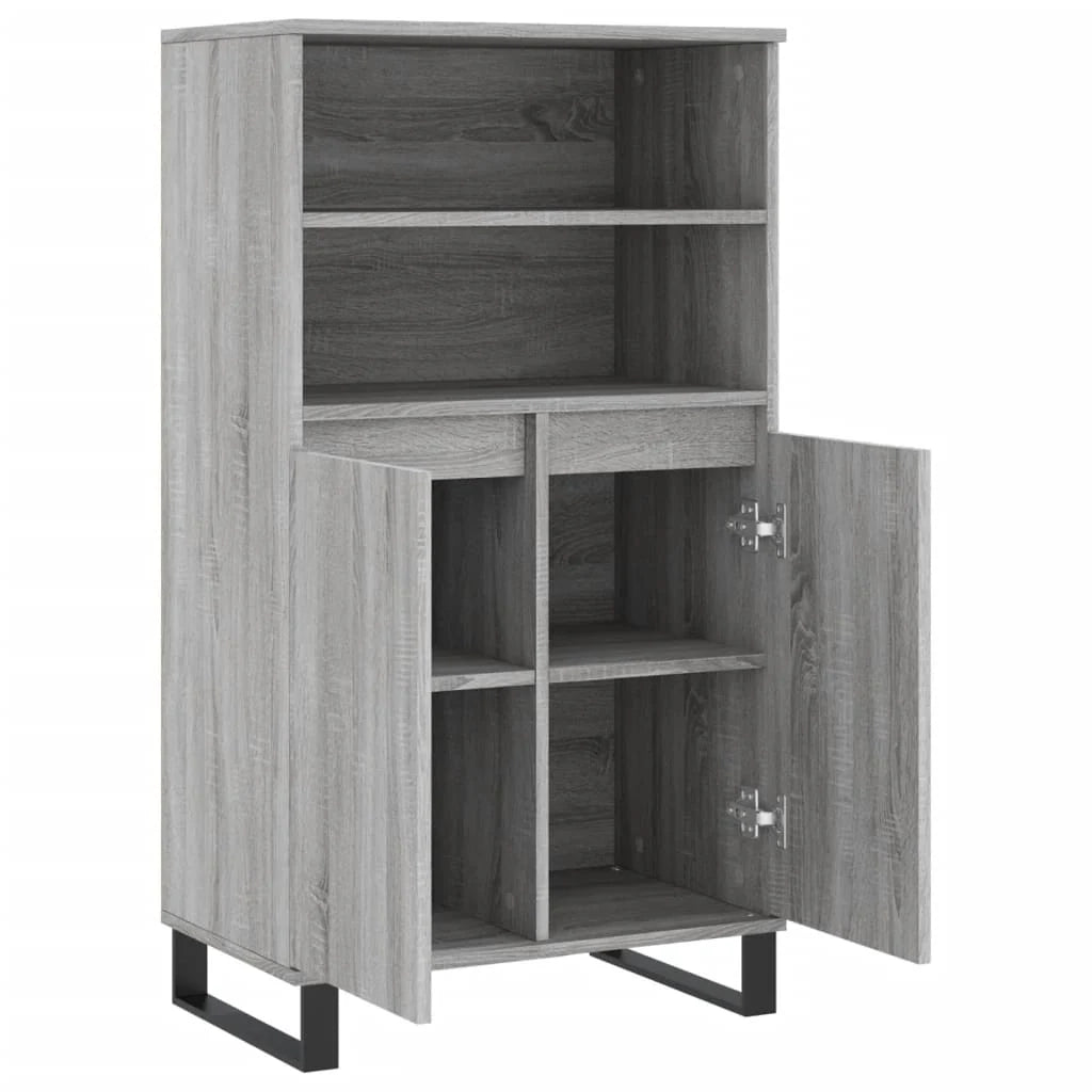 Buffet credenza cassettiera armadio mobile contenitore organizer cucina soggiorno salotto rovere Sonoma alto 60 x 36 x 110 cm legno ingegnerizzato grigio 02_0035380