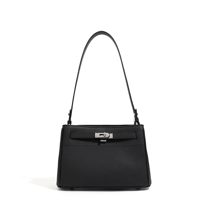 Borsa a mano da donna in vera pelle stile retr¨°, nera.