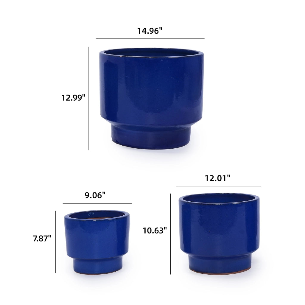 Fioriera in ceramica con foro di drenaggio finitura lucida blu verde anticato per interno ed esterno 49 × 49 × 45,5 cm
