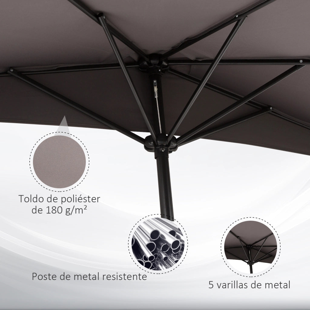 Ombrellone da giardino semicircolare ¨C zephmum ¨C grigio 269x138x236 cm