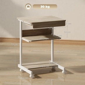 Scrivania per computer 56x51x79 cm compatta， truciolato e metallo， 4 ruote