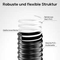 Tubo per laghetti a spirale spiralato per aspirazione 50 m 38 mm (1 1/2") nero
