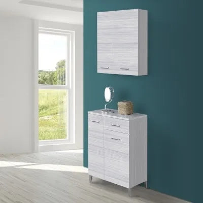 Pensile bagno sospeso 60 cm grigio  con ante e ripiano interno Desya