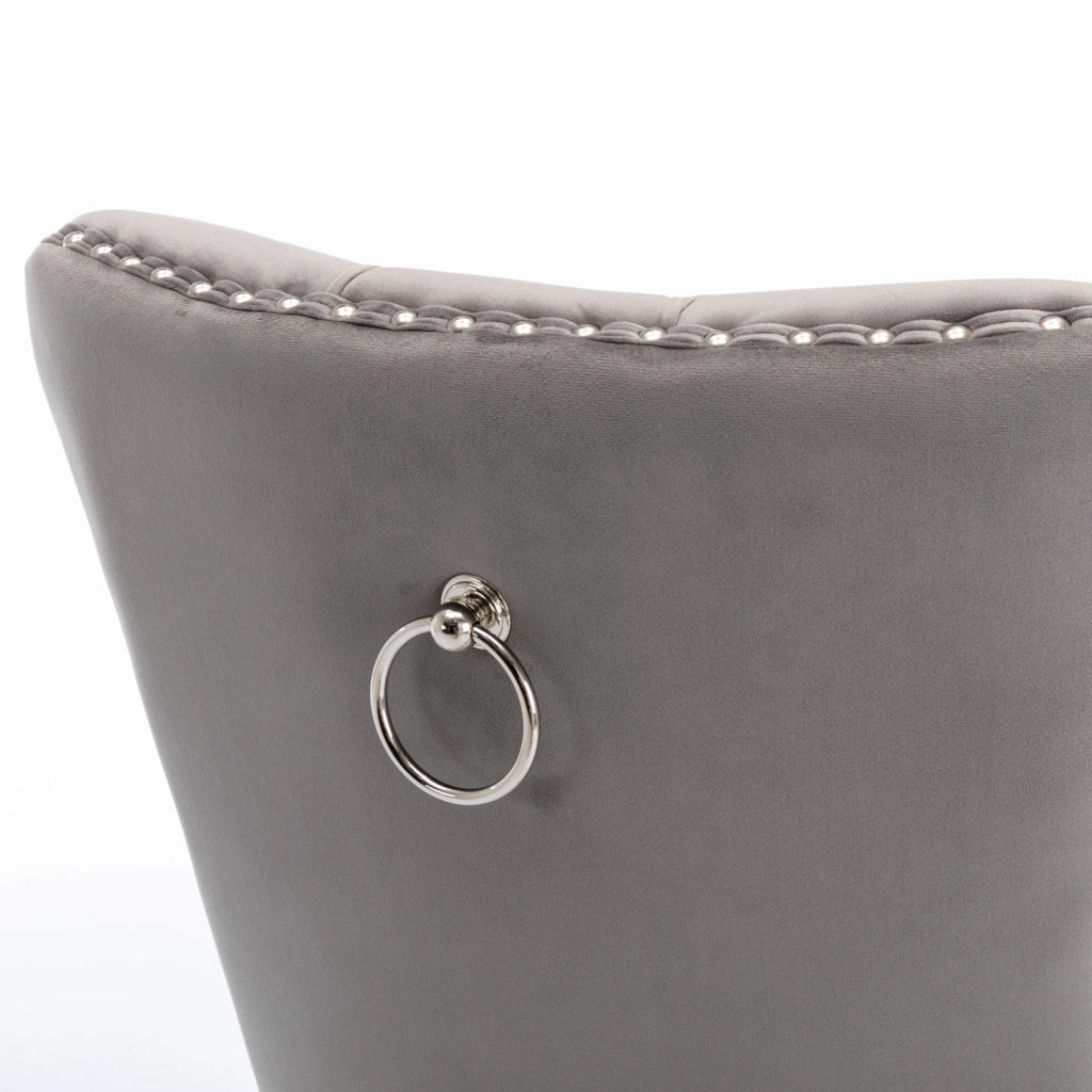 Sedie da Pranzo Imbottite in Velluto con Gambe in Metallo ¨C MINIMAL ¨C Set 2, Grigio