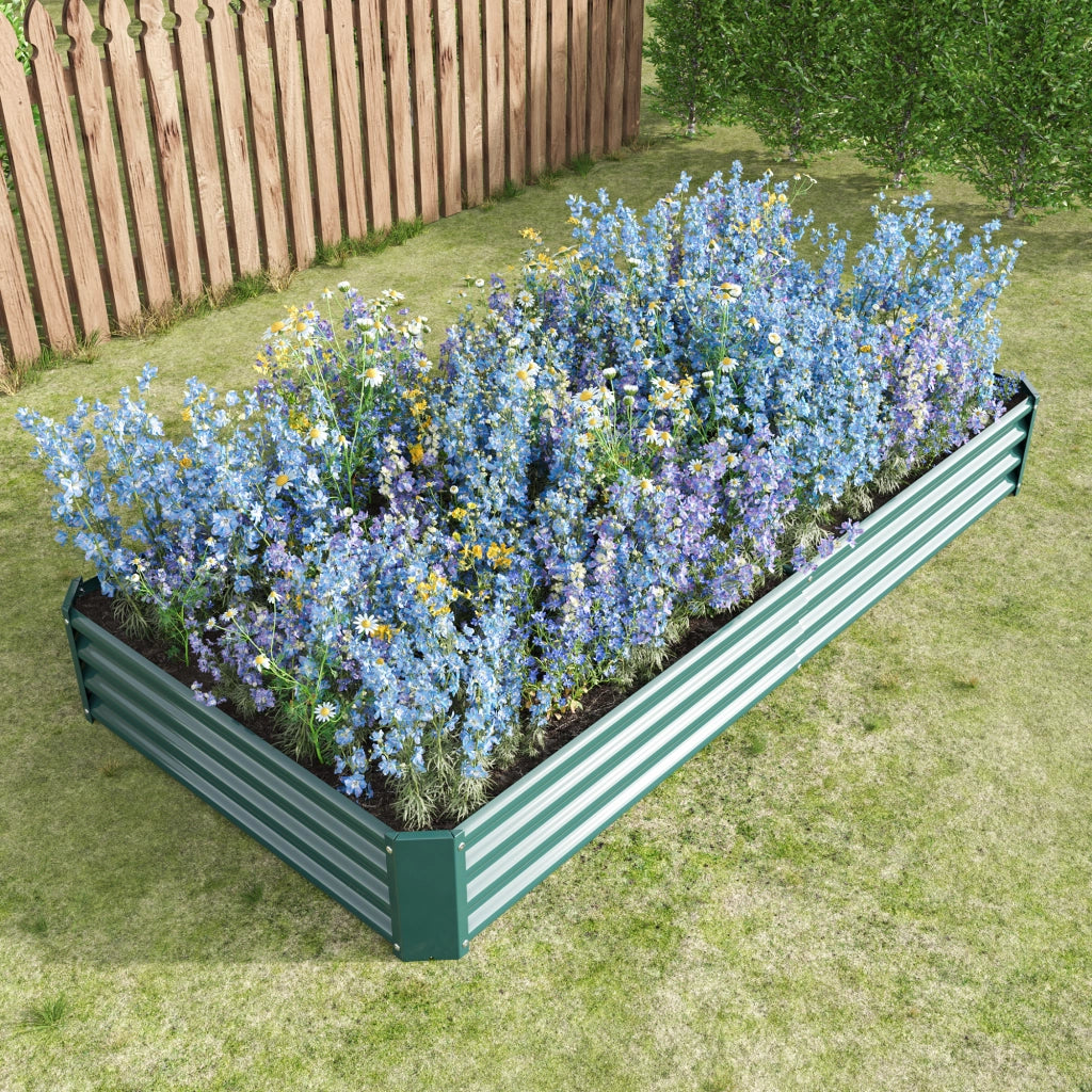 Aiuola rialzata in metallo verde per orto e giardino 232 × 113.5 × 30 cm
