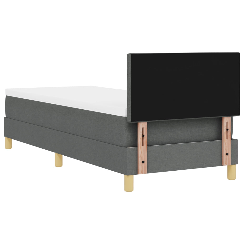 Letto box spring con materasso grigio scuro 80x200 cm in tessuto