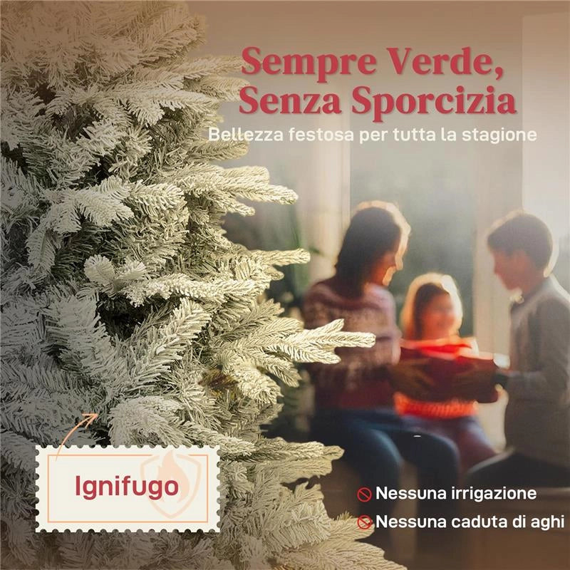 ALBERO DI NATALE INNEVATO ALTO 150 CM CON RAMI REALISTICI E BASE IN METALLO PIEGHEVOLE