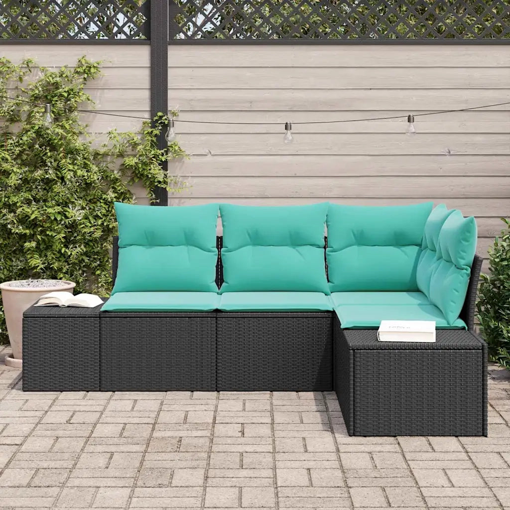 Set Divano da Giardino 4 pz Nero polyrattan 3347046