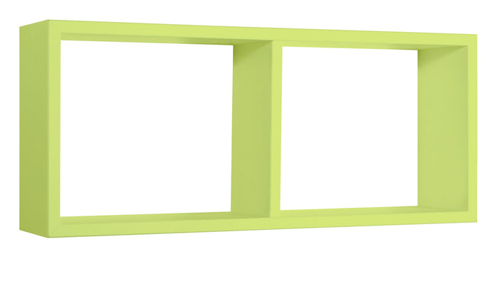 Mensola Rettangolare 2 Scomparti da Parete 70x30x15,5 cm in Fibra di Legno Morgana Verde
