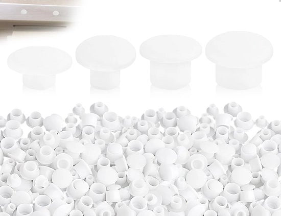 Serrature a vite 140 pezzi - Plastica - Stoppi blindati - Stoppi per fessure - Viti per mobili decorazioni - 4 misure - Finitura bianca - Stoppi per fessure con doppiatore