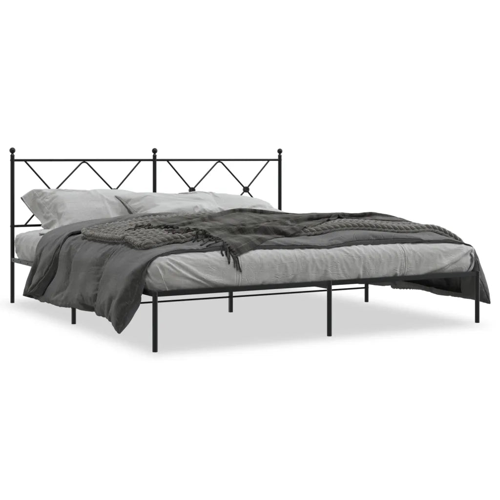 Letto matrimoniale | Letto per adulti | Giroletto con Testiera in Metallo Nero 183x213 cm