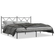 Letto matrimoniale | Letto per adulti | Giroletto con Testiera in Metallo Nero 183x213 cm