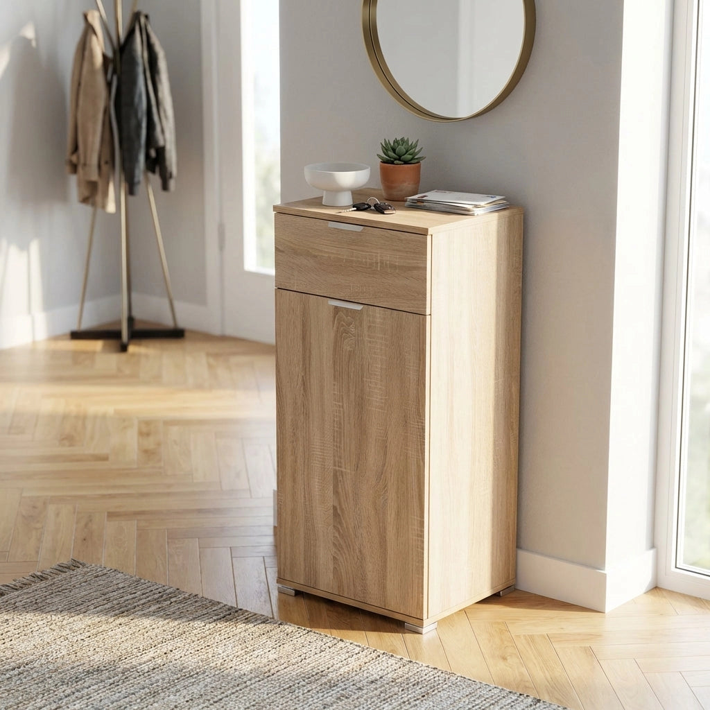 Armadietto da Bagno con cassetto in Legno Composito cm 45x38x103 - CURT